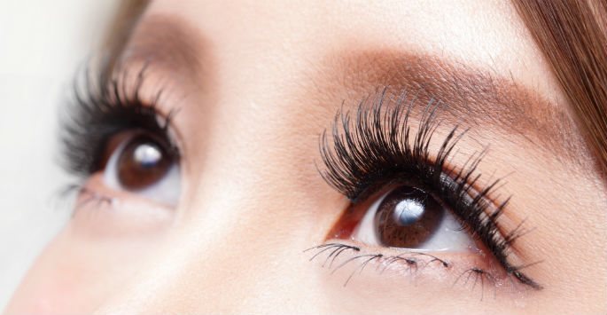 Photo of woman's eyes with long, full, and dark eyelashes